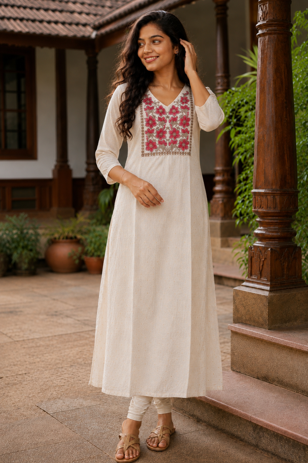 Premium Tissue Embroidered Kurta - (KER-1193)