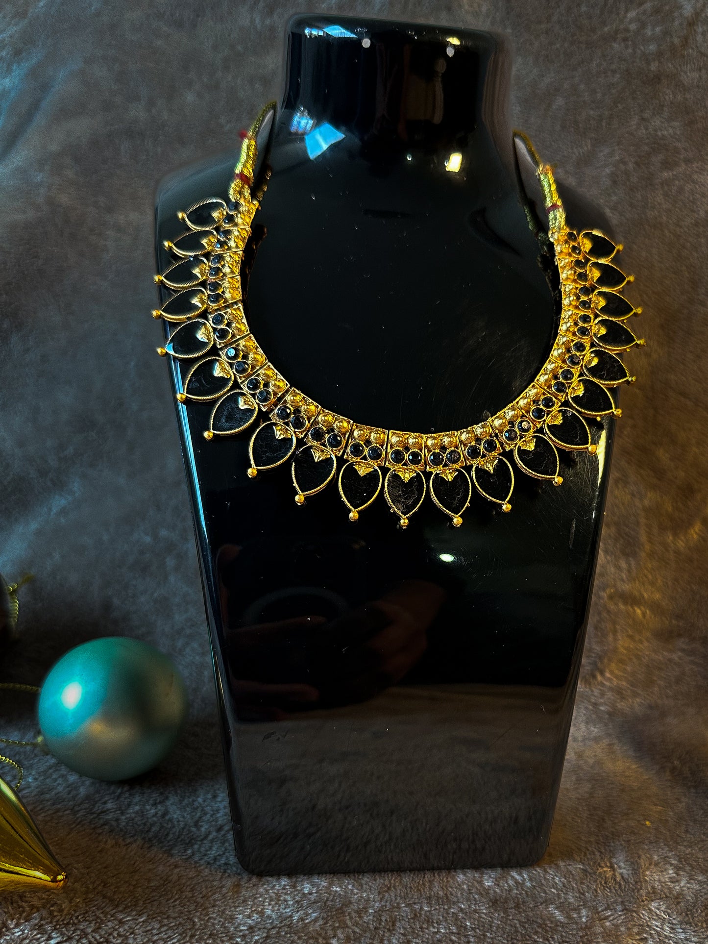 Traditional black palakka necklace