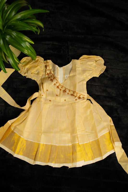 Girls tissue frock party wear(KCW130)