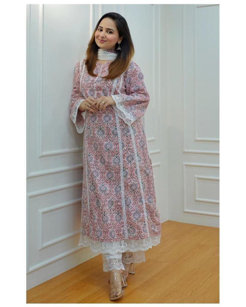 Pakistani A-line premium cotton suit(JN-1006)