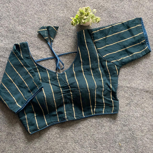 Premium Cotton blouse with golden stripes(Code:B26)