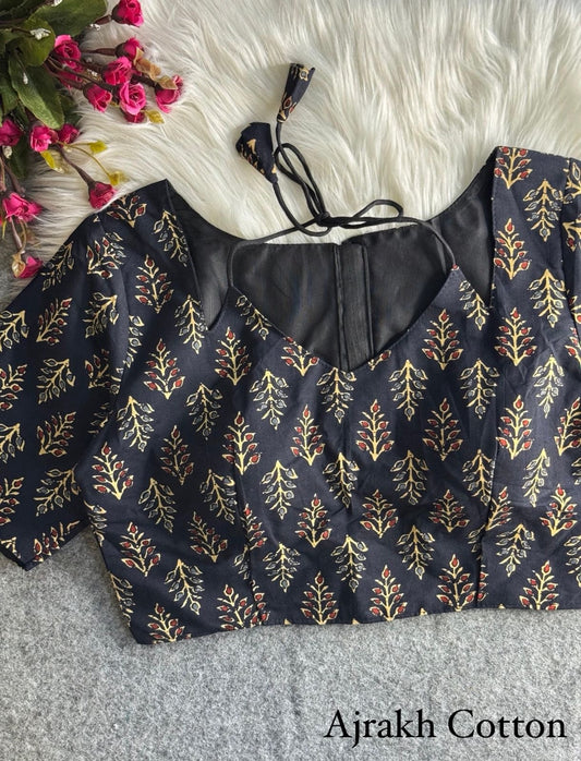 Ajrakh halter neck blouse Black(Code:B35)