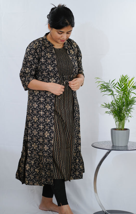 Kurti with Jacket in ever trendy black (KER654)