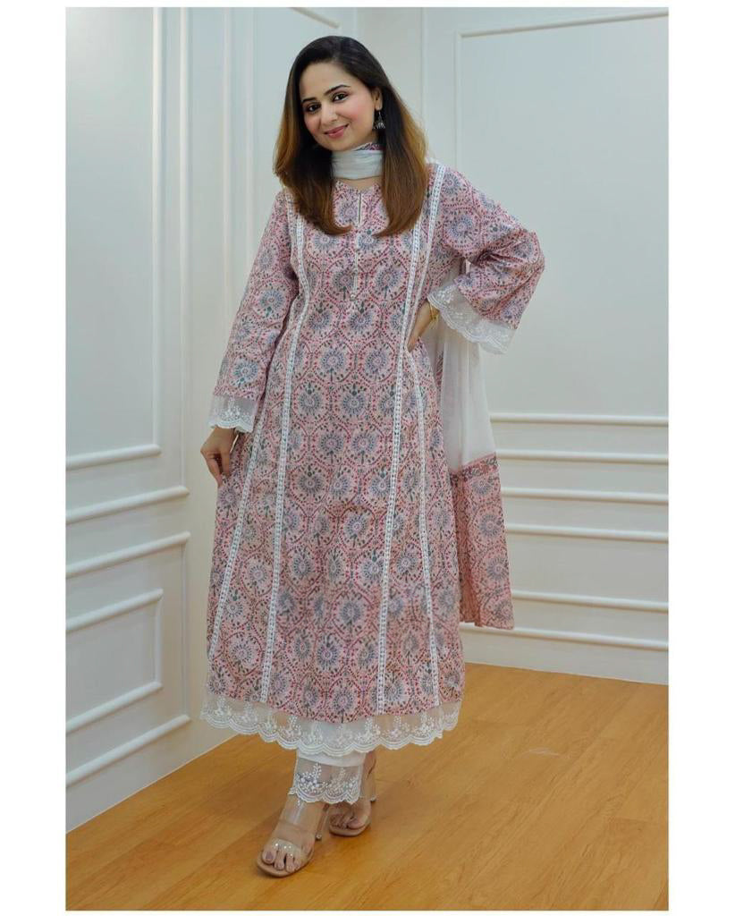 Pakistani A-line premium cotton suit(JN-1006)