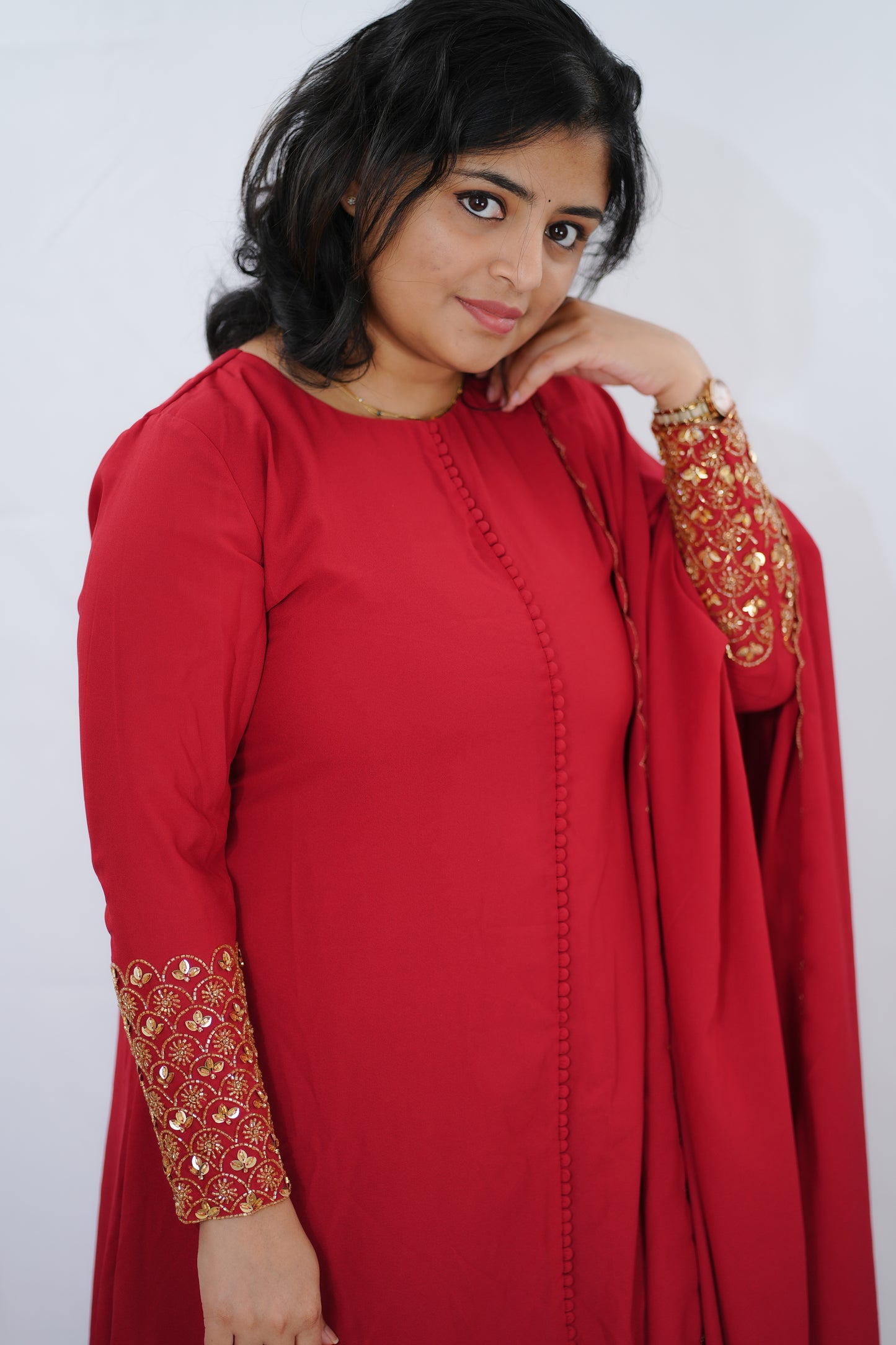 Georgette A line Kurti with handcrafted embroidery(FST640)