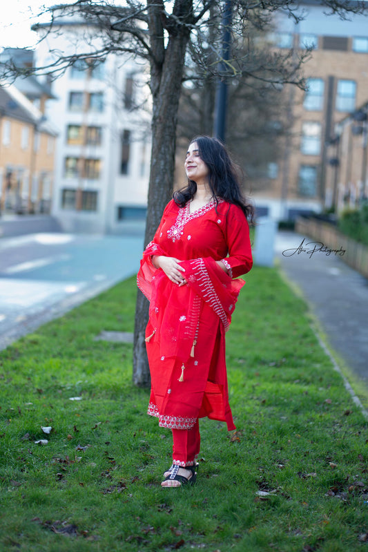 Premium Roman silk kurti set(KER-1052)