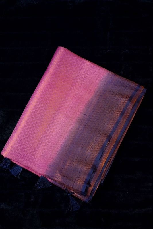 Soft Kubera silk saree in shade of pink and blue(SAR-1111)