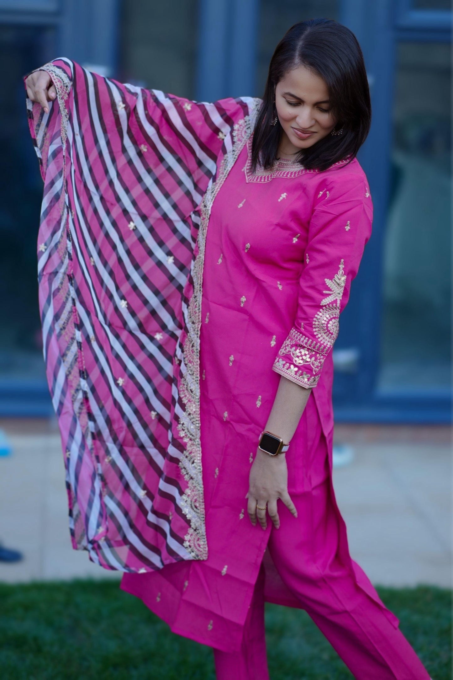 Roman silk kurti set(KC-1123)