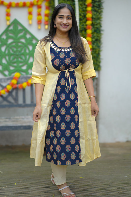 Premium cotton kurti set with Jacket(KER-1134)