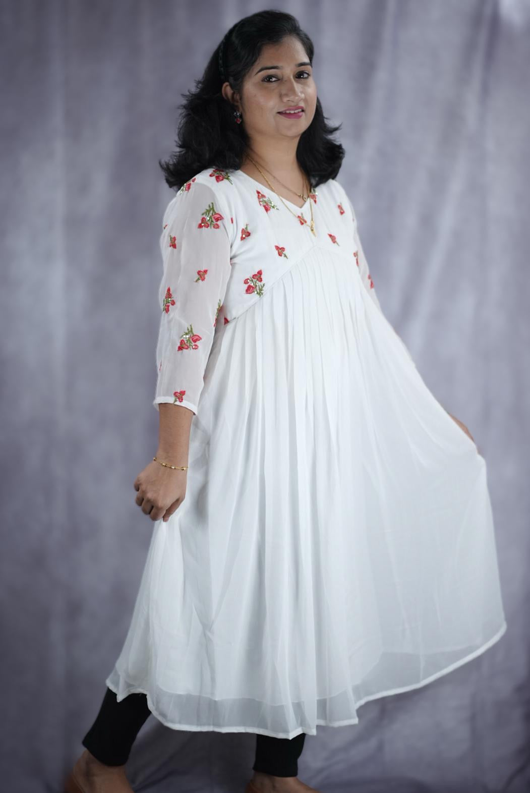 Stunning white Georgette kurti (KER-2010)