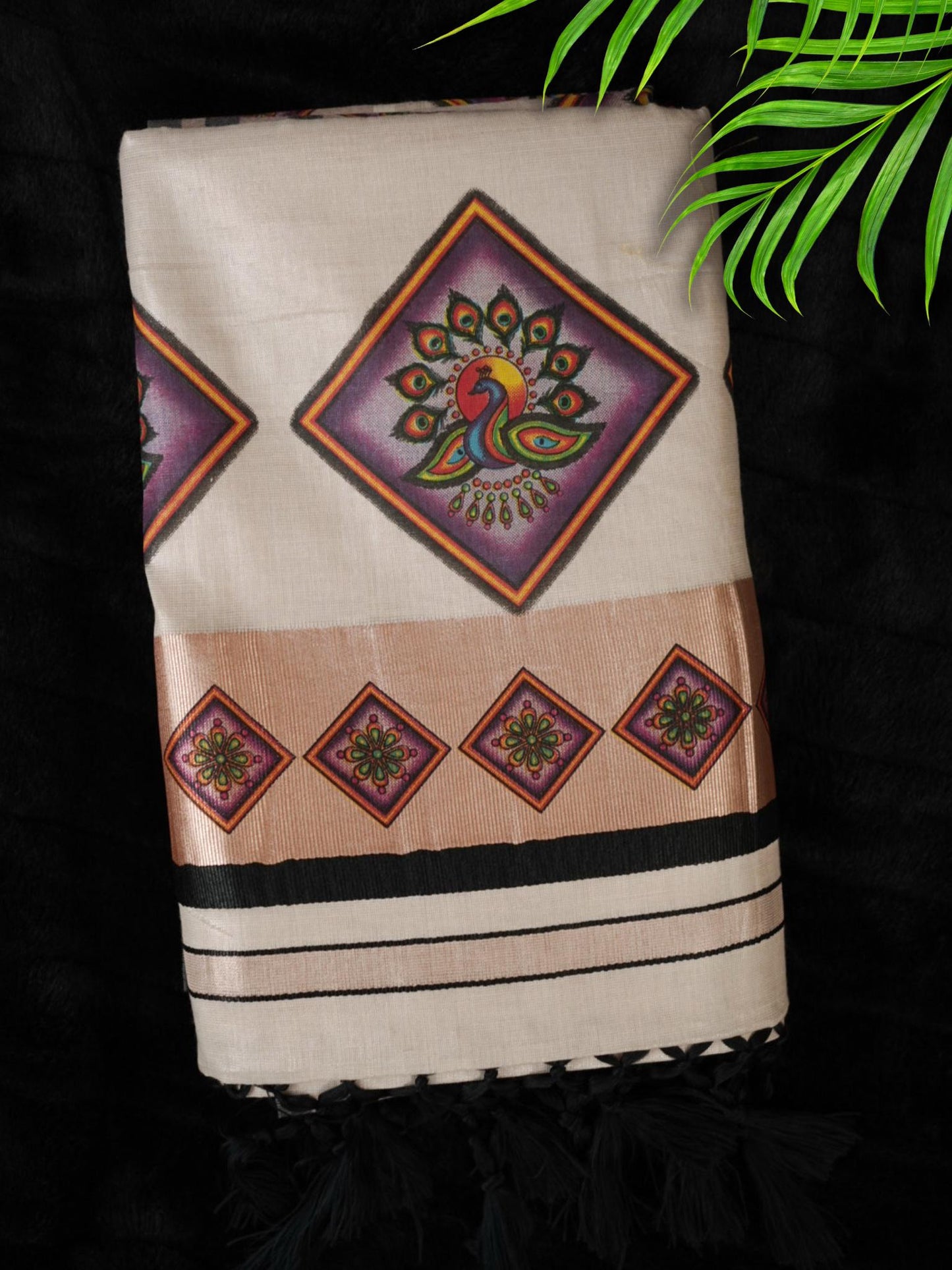 Rose gold tissue kasavu saree(SAR-247)