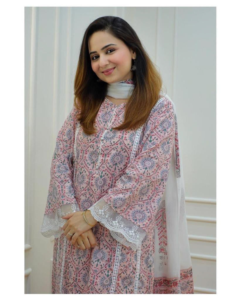 Pakistani A-line premium cotton suit(JN-1006)