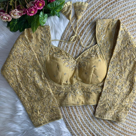 Vichitra Silk Blouse with Zari Embroidery - (Code: B39)