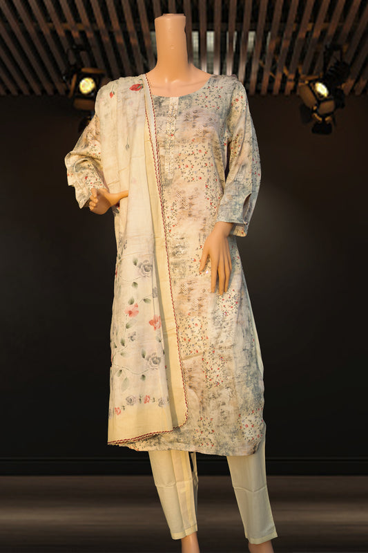 Cotton Salwar in Pale yellow floral print