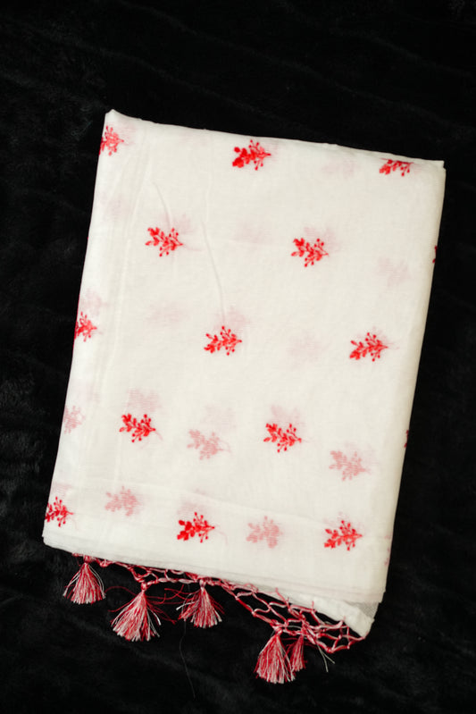 Premium cotton saree with tassels and floral design(SAR-1119)