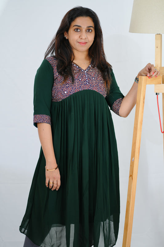 Stunning dark green kurti top - (Ker649)