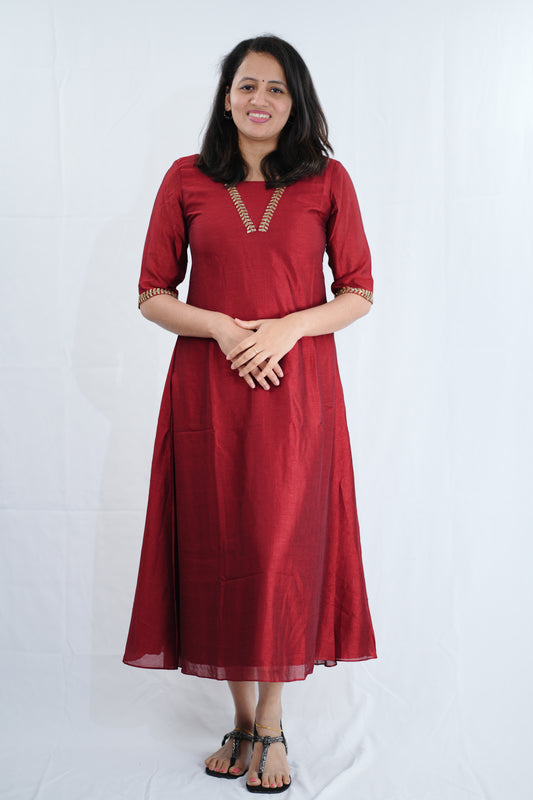 Long dress in georgette fabric