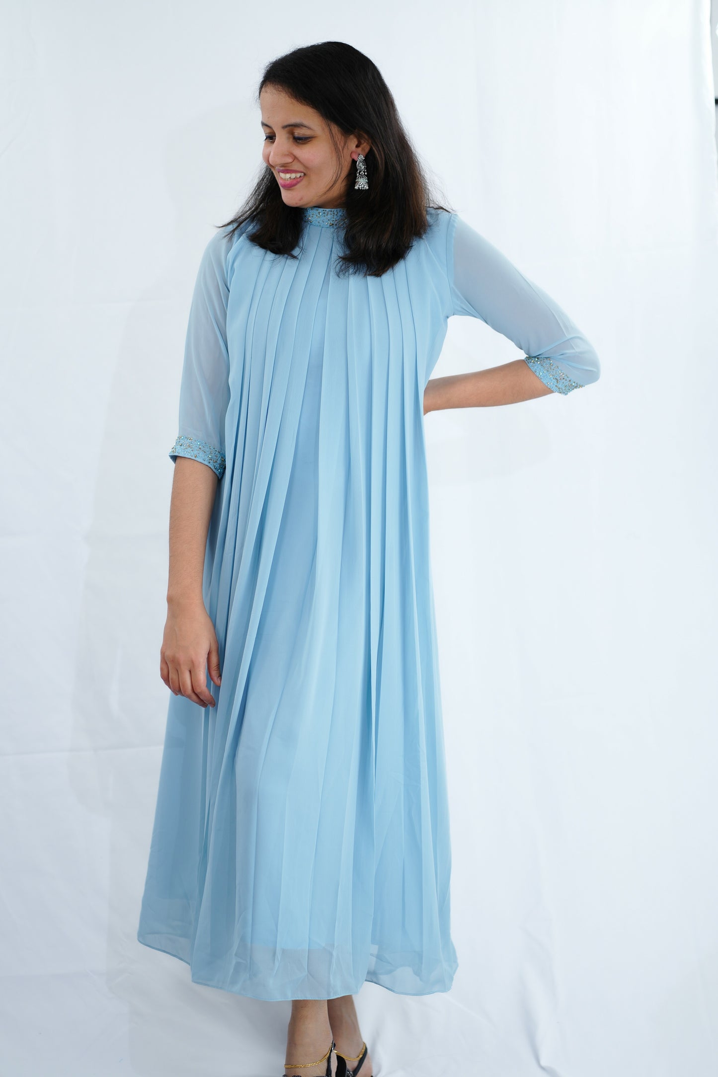 Long dress in georgette fabric