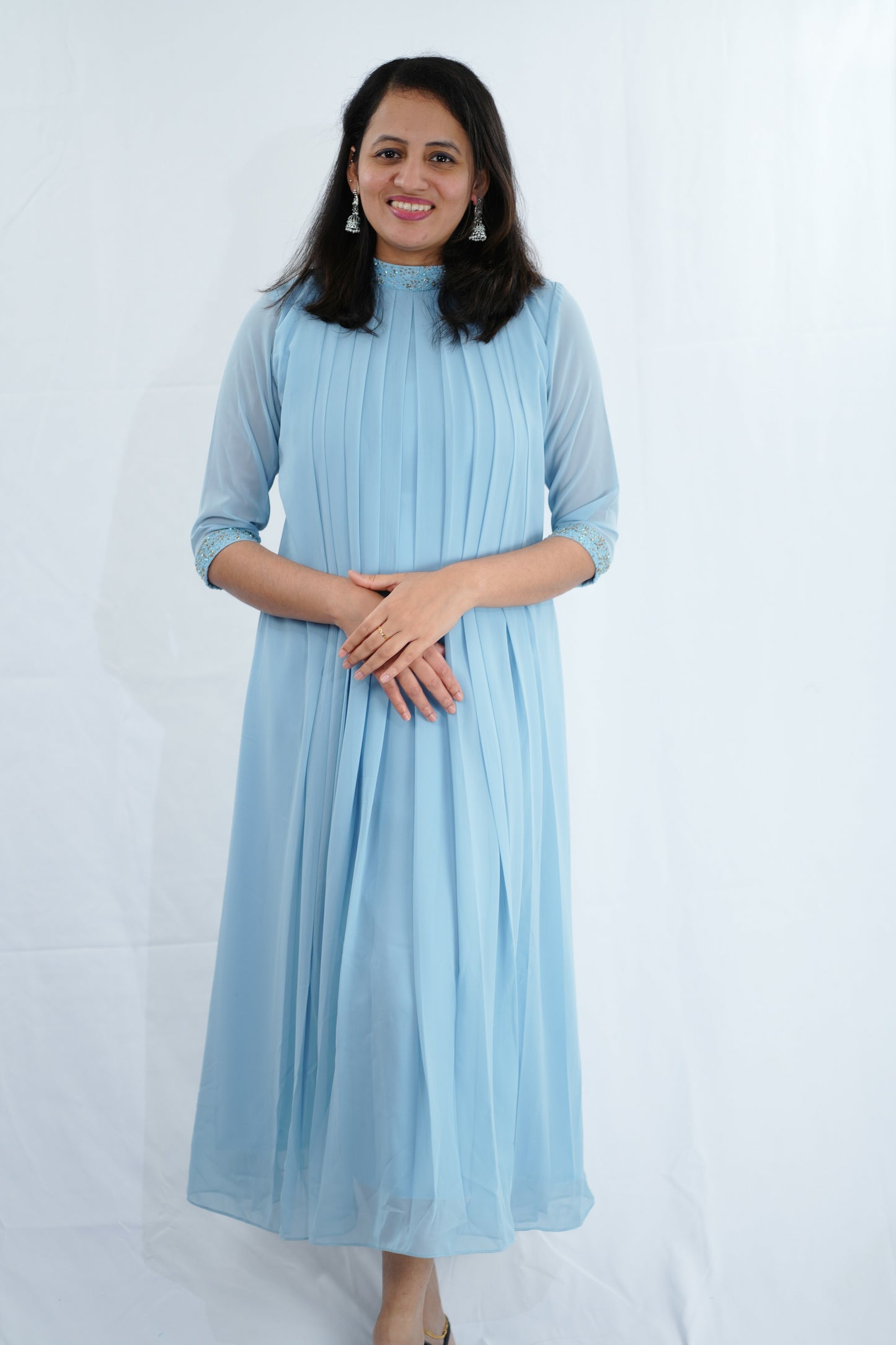 Long dress in georgette fabric