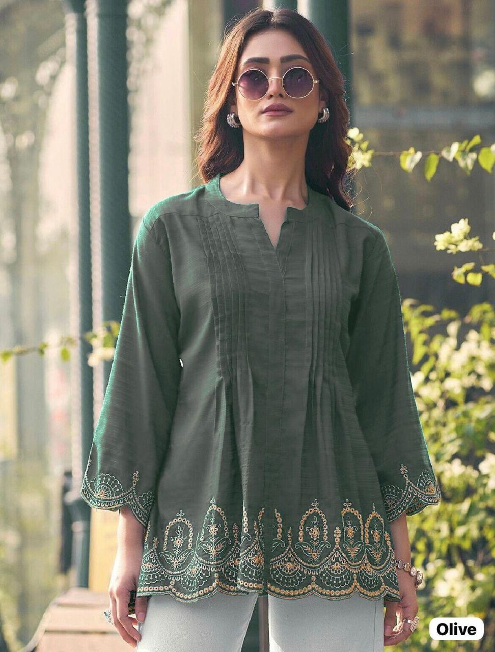 Reyon Kurti Top with emobroidery work (JN-2001)