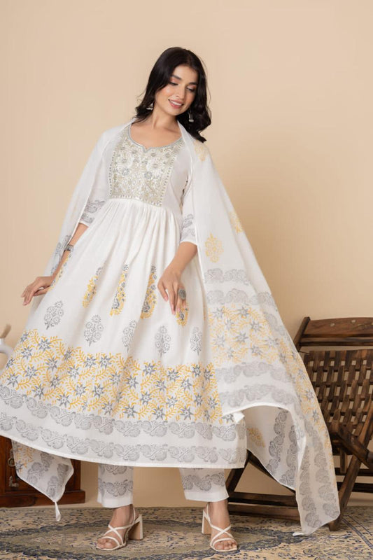 Premium cotton kurti set with embroidery work (JN-2018)