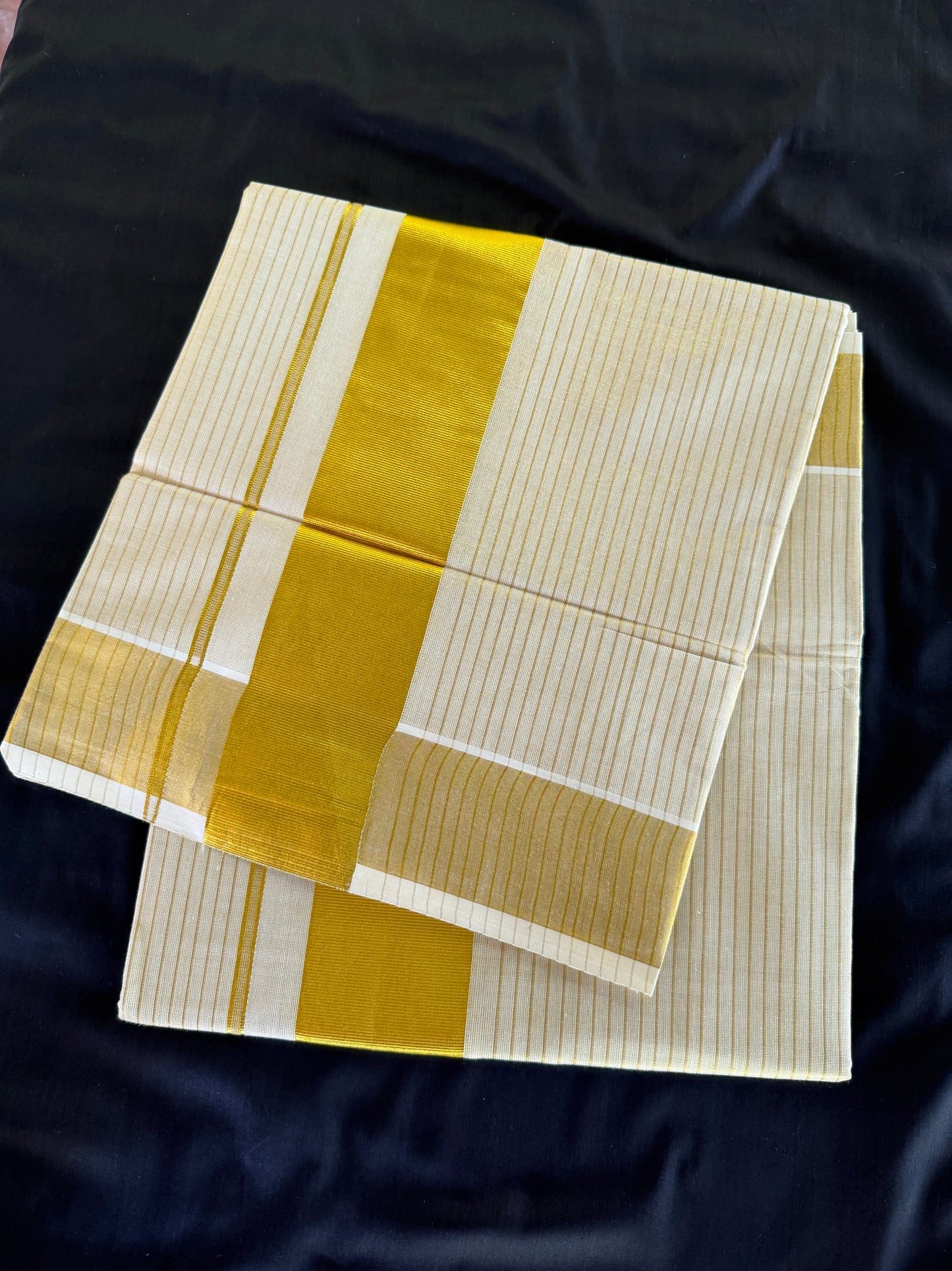 Premium Kerala Tissue Kasavu Set Saree with gold border (SAR-1159)