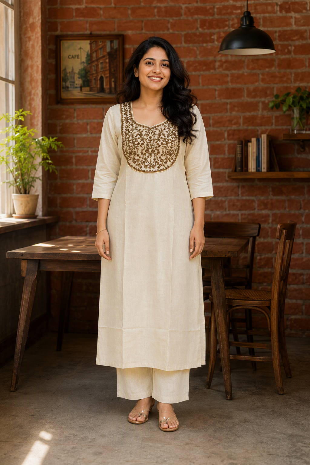 Premium Tissue Embroidered Kurta in Plus Size (KER-1207)