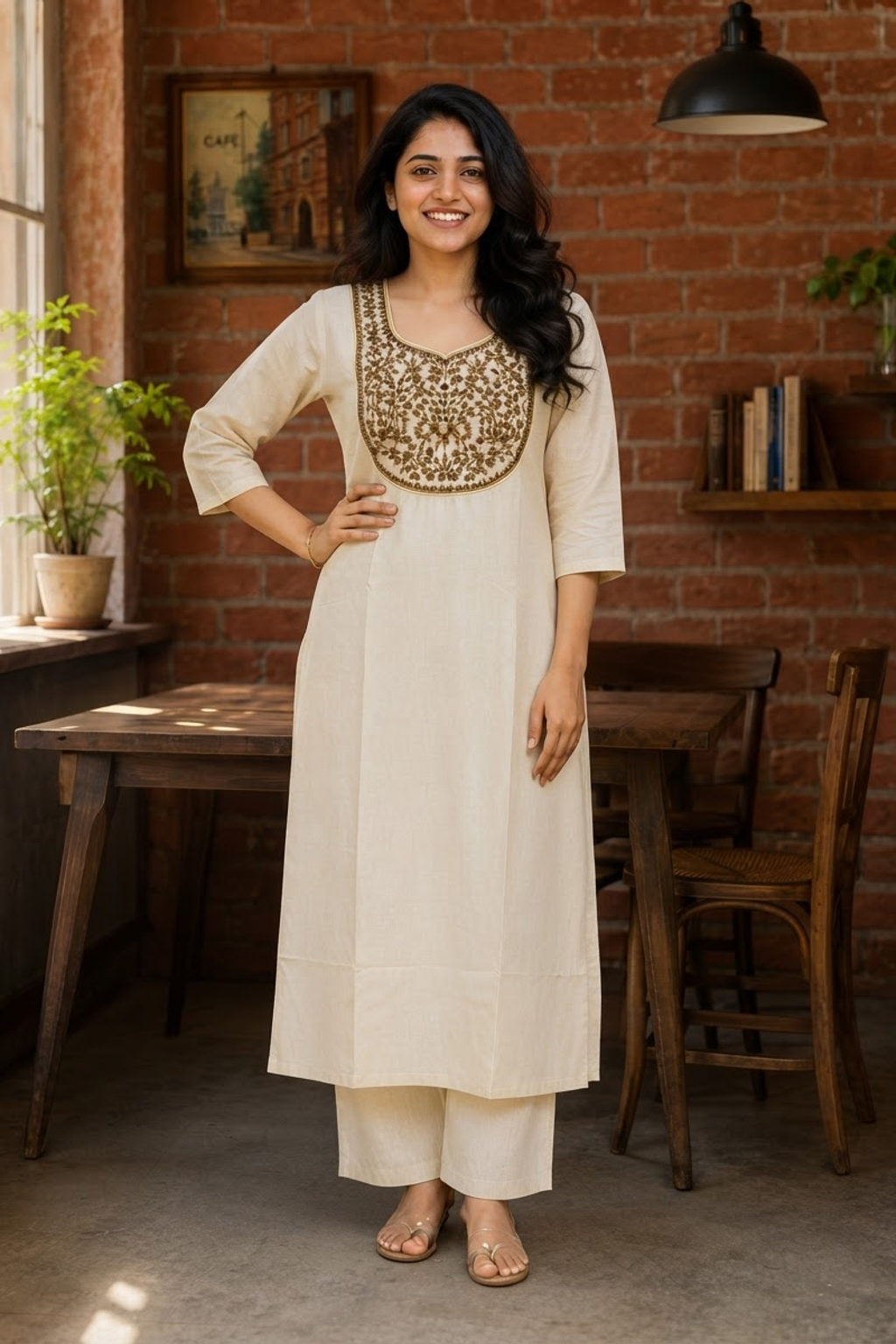Premium Tissue Embroidered Kurta in Plus Size (KER-1207)
