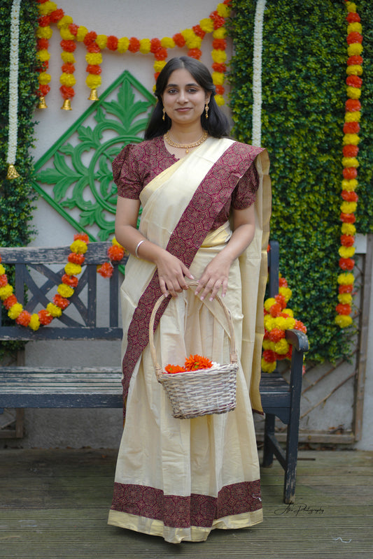 Dhavani set in Ajrakh styling (KER-1146)