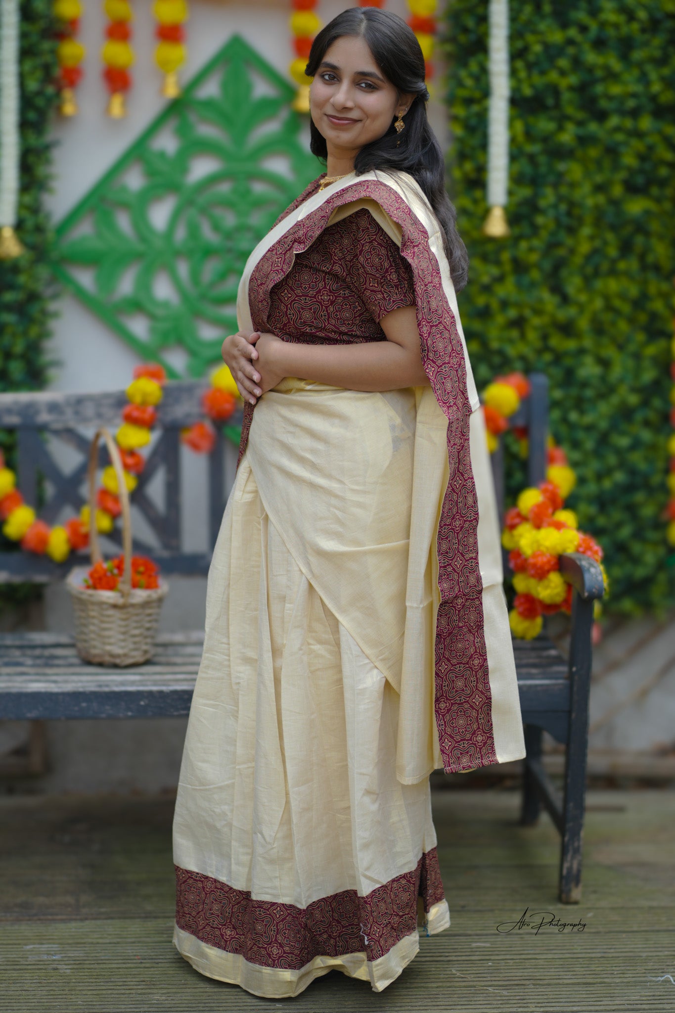 Dhavani set in Ajrakh styling (KER-1146)