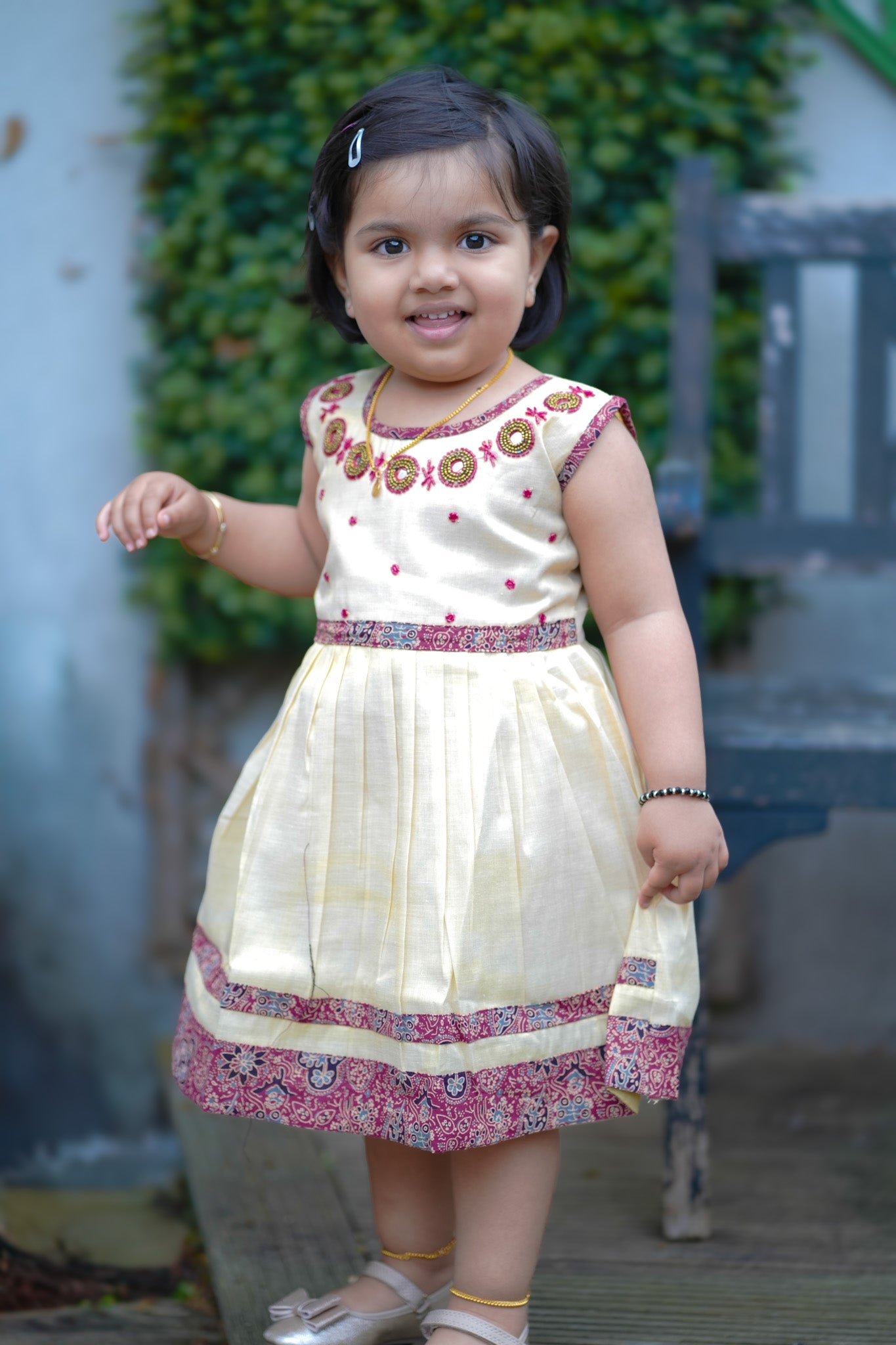 Baby Frock in Kasavu fabric (KCW-201)