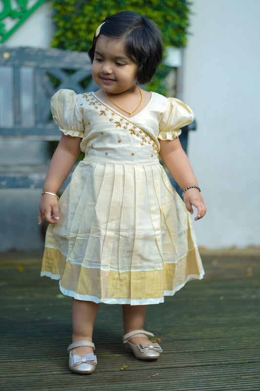 Girls tissue frock party wear(KCW130)