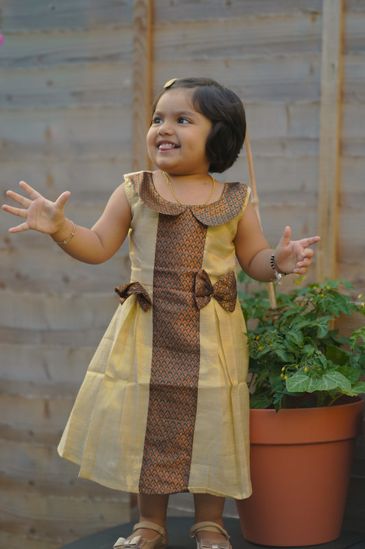 Girls elegant dress in tissue material (KCW136)
