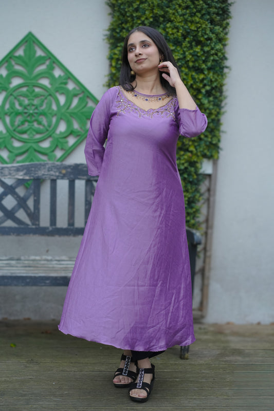 Elegant kurti top with mirror and net work(KER-1178)