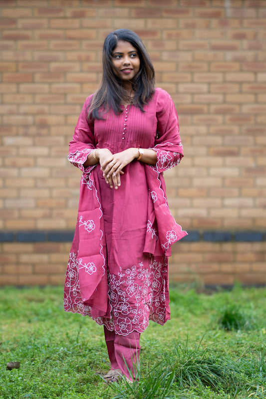 Maroon Embroidered Salwar Suit with Dupatta (KSH-1203)