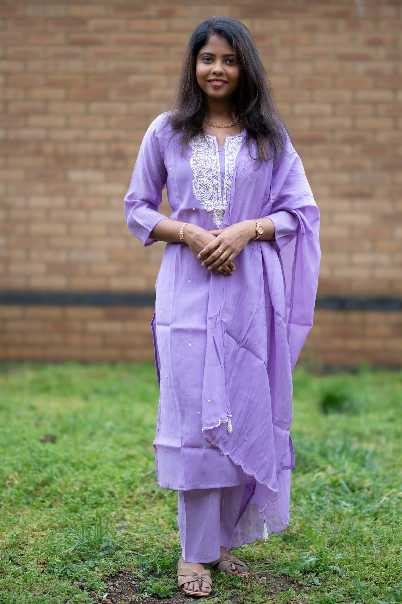 Lavender Embroidered Salwar Suit Set with Dupatta (KSH-1200)