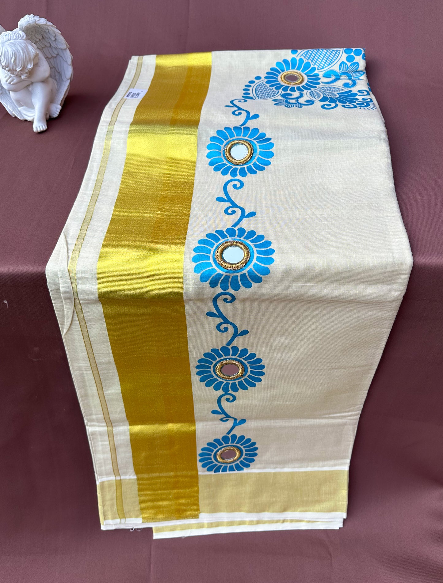 Kasavu Saree with beautiful floral print -105