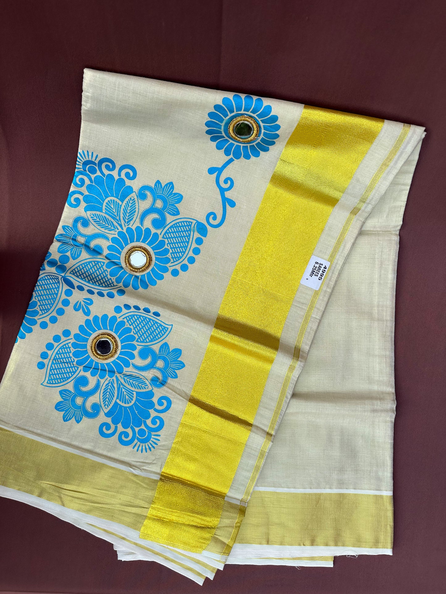 Kasavu Saree with beautiful floral print -105