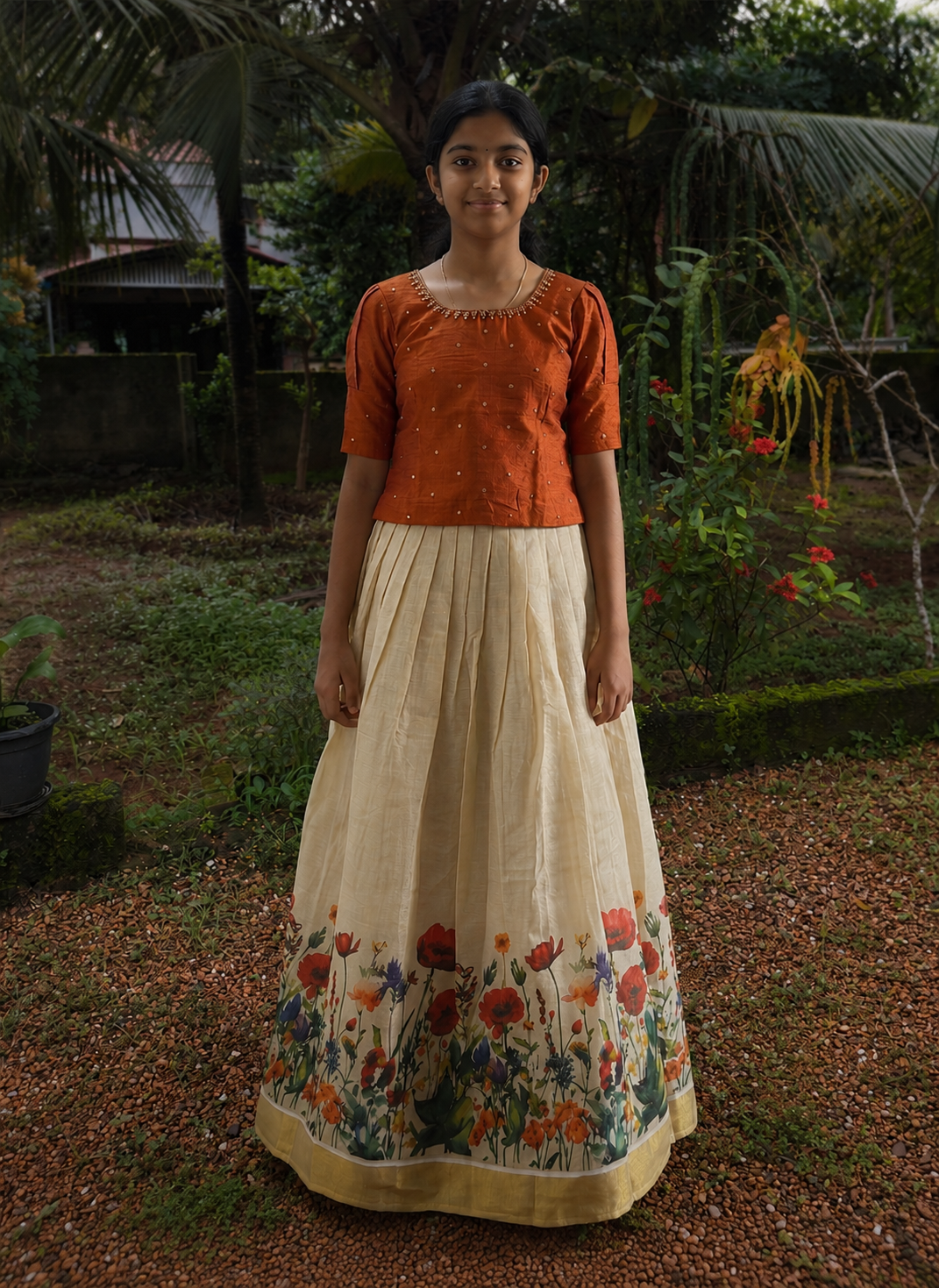 Girls Vichitra silk top & Skirt (KCW139)