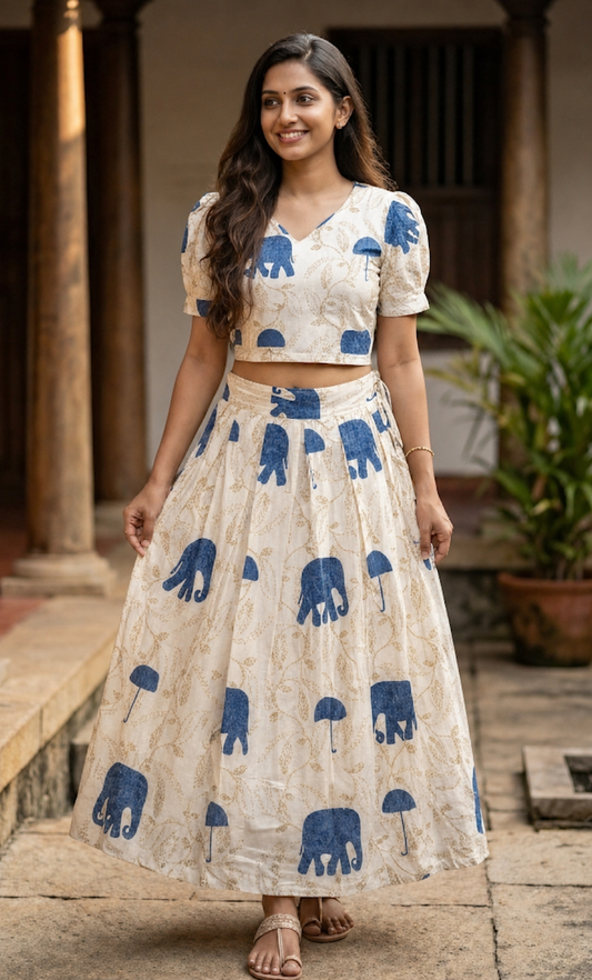 Premium quality cotton top and skirt (KER-1181)