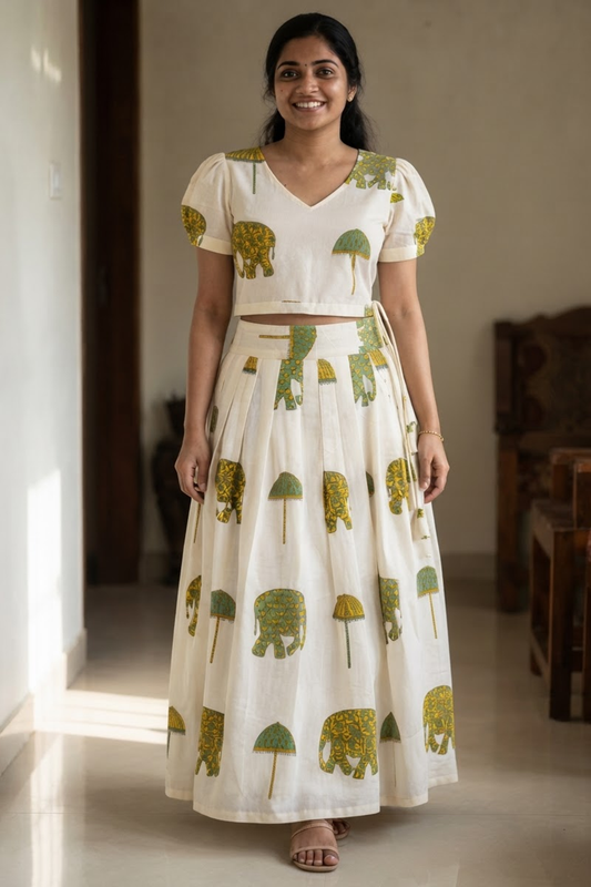Premium quality cotton top and skirt (KER-1183)