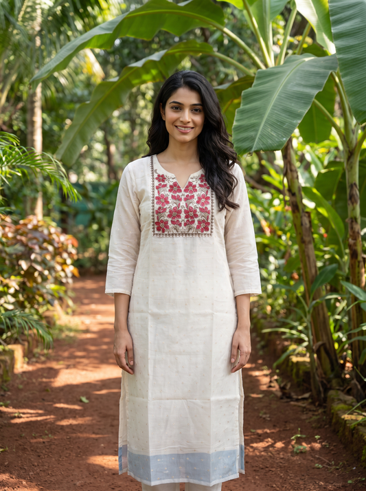 Premium Tissue Embroidered Kurta - (KER-1193)