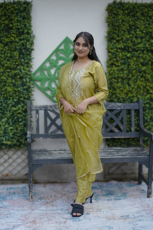 Cotton silk kurti set - (Kur537)