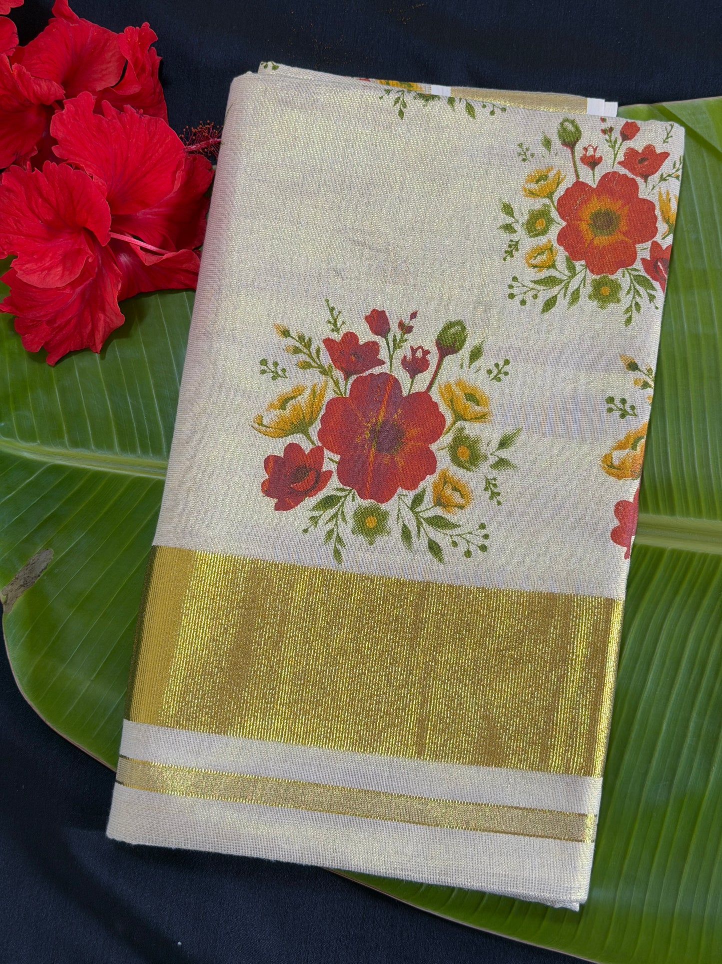 Premium Floral Tissue Kasavu Saree(SAR-1161)