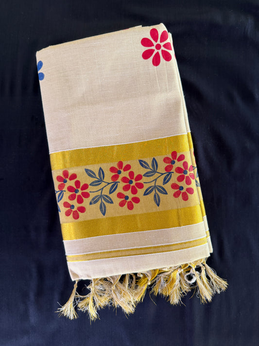 Premium tissue kasavu set saree (SAR-1164)