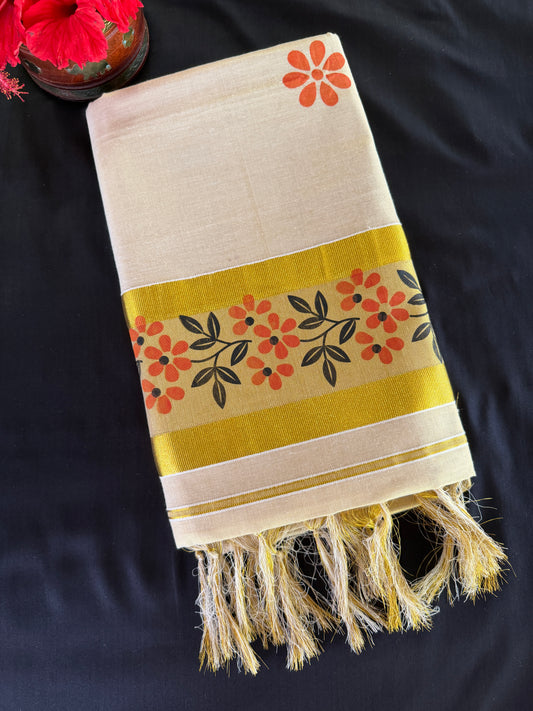 Premium tissue kasavu set saree (SAR-1165)