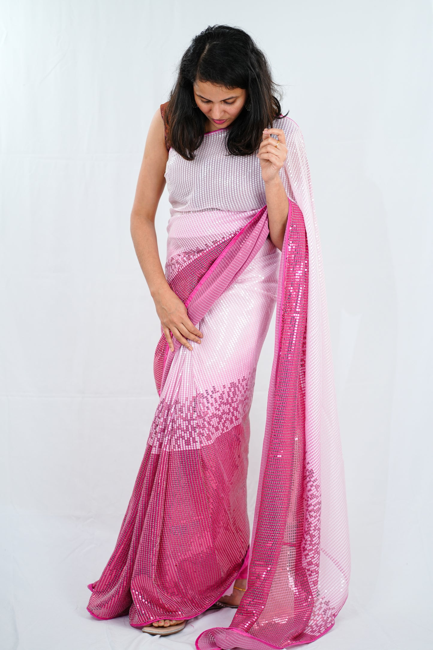 Bollywood pink shaded full sequence saree (SAR103)