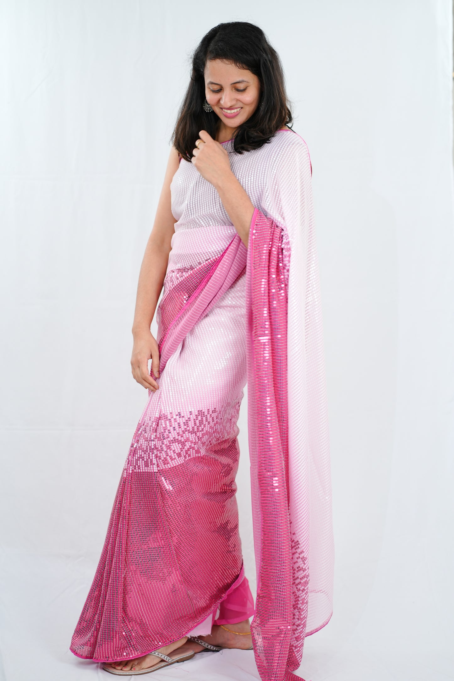 Bollywood pink shaded full sequence saree (SAR103)