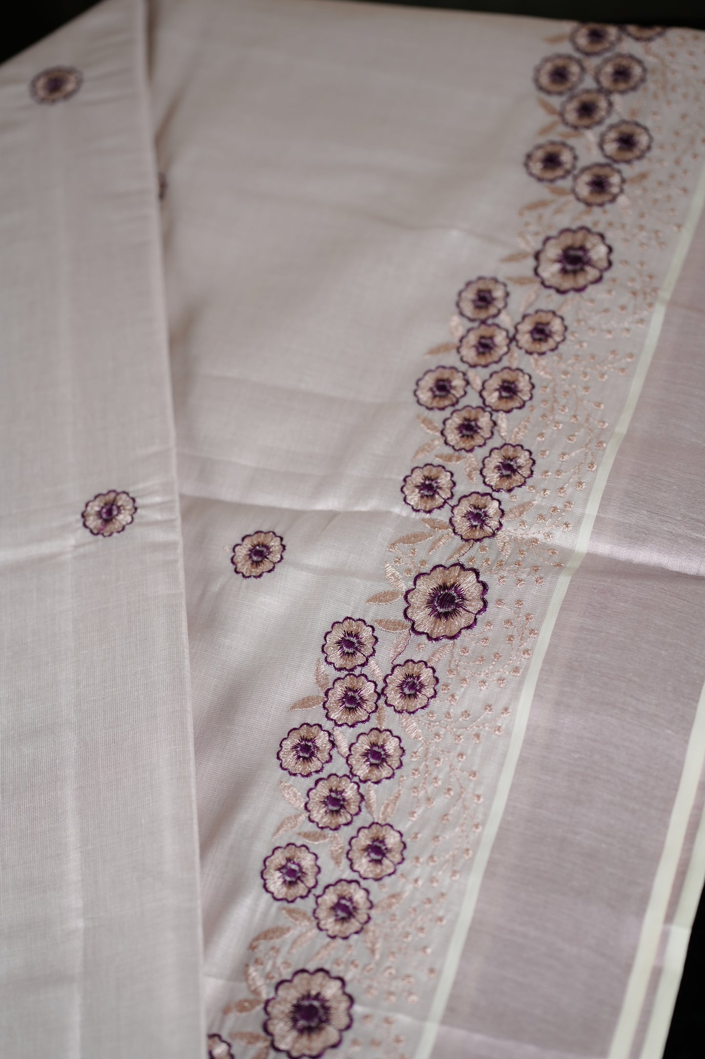 Rose Gold tissue saree with floral embroidery - (SAR120)