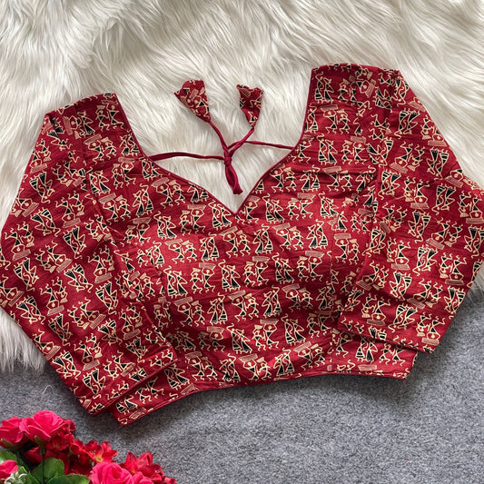 Ajrakh cotton blouse (Code:B17)